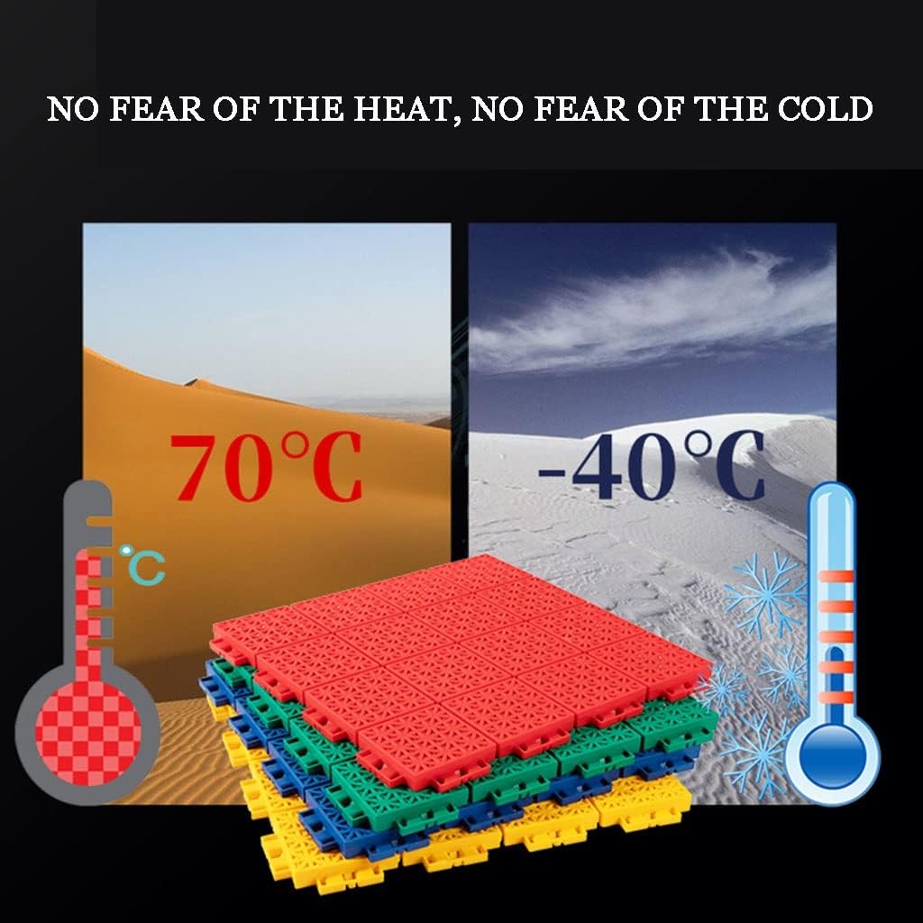 16 Pcs Modular Interlocking Cushion Plastic Outdoor Flooring Anti-Slip Floor Tile Mats Drain Pool Patio Balcony Yard Washer Pad，Red 9.8 * 9.8 * 0.5inch