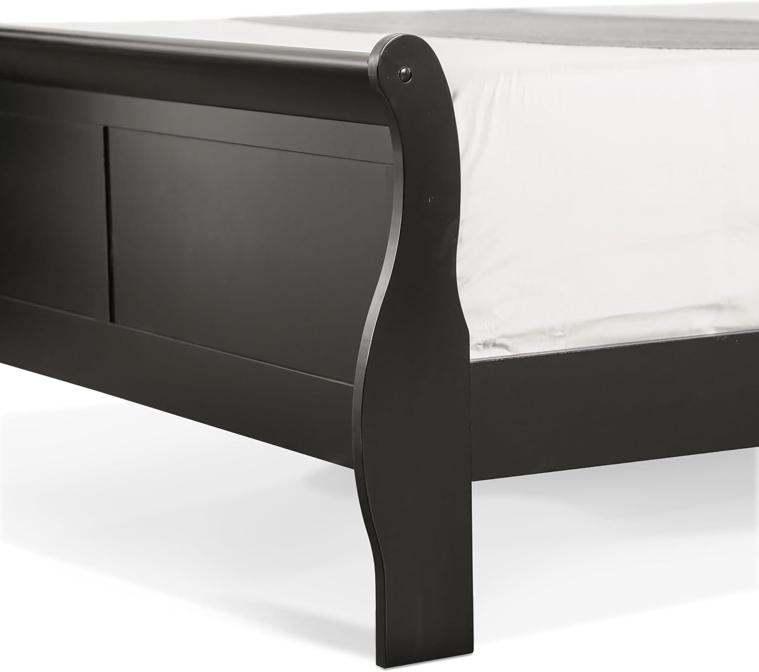 Furniture of America Arabella Traditional Wood Full Bed Frame with Headboard and Footboard, Elegant Sleigh Design Bedframe for Bedroom, Guest Room, Easy Assembly, Box Spring Required, Black