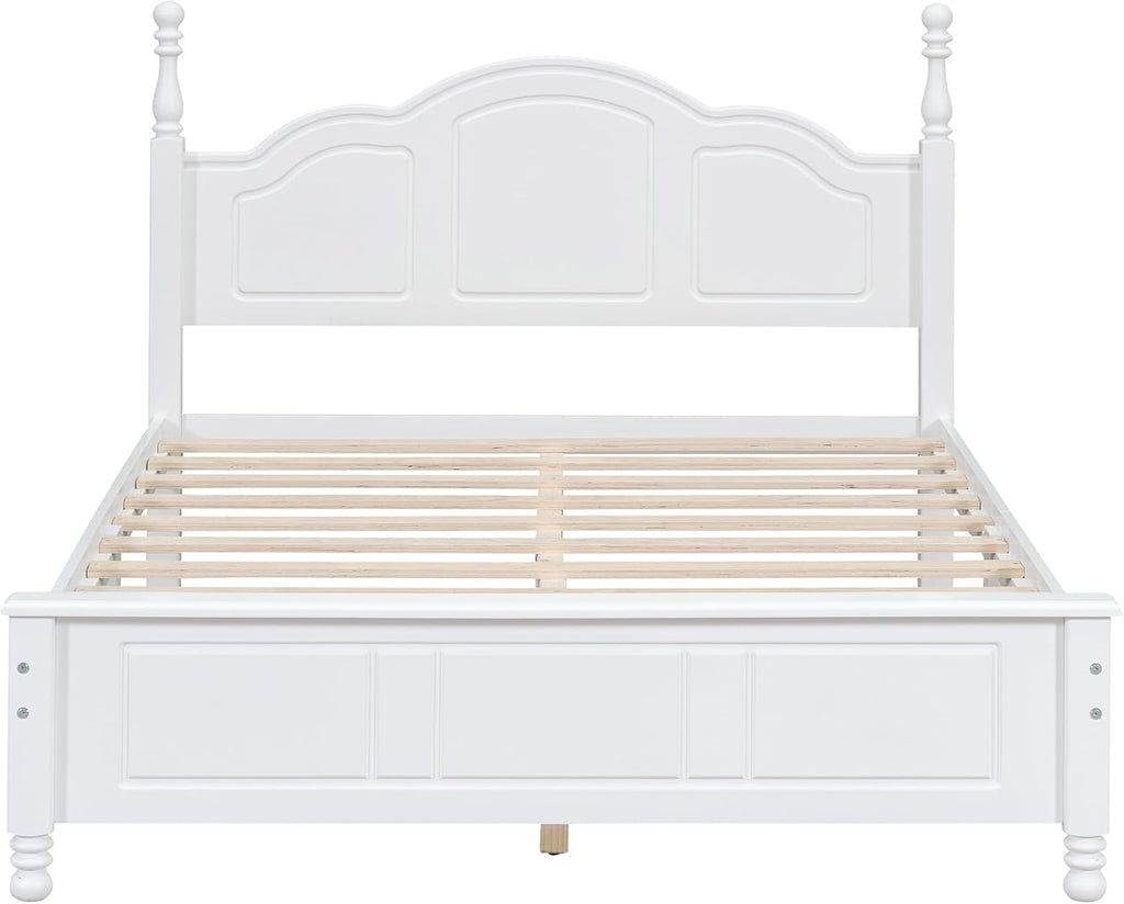 SOFTSEA 3-Pieces Wood Bedroom Sets, 3 Piece Full Bedroom Set Include Queen Size Platform Bed and 2 Nightstands, 3 Piece Wood Bedroom Set for Bedroom, Bedroom Furniture, White