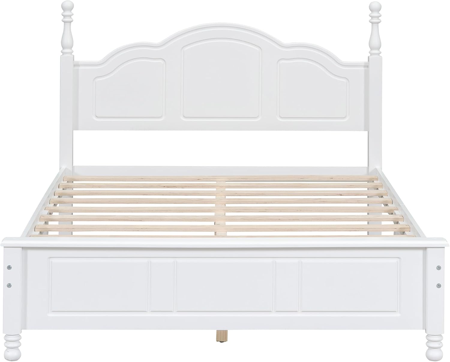 Retro 3-Pieces Bedroom Sets, Full Size Wood Platform Bed and Two Nightstands, Mattress Foundation, Strong Wood Slat Support, Platform Bed with Headboard for Bedroom (White, Full Bedroom Sets, 3)