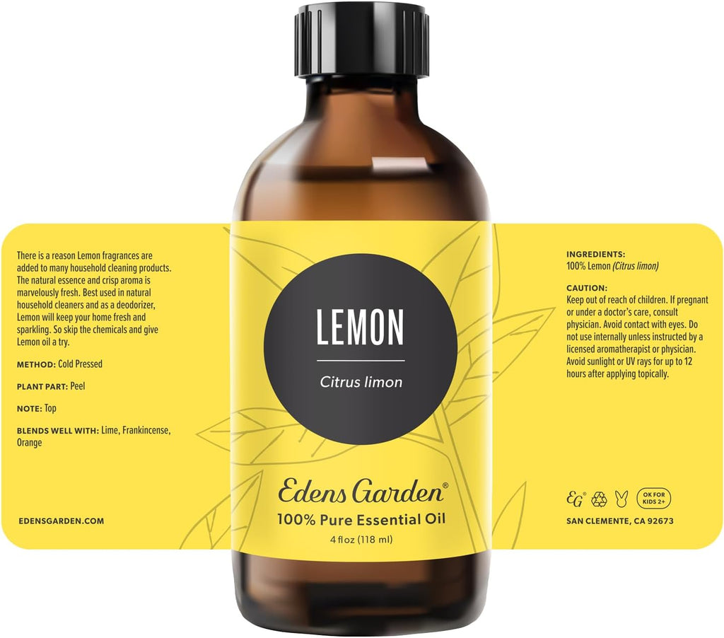 Edens Garden Lemon Essential Oil- 100% Pure Premium Grade, Undiluted, Natural, Therapeutic, Aromatherapy, The Best for Diffuser, Laundry, Humidifiers, Kid Safe 118 ml (4 fl oz)