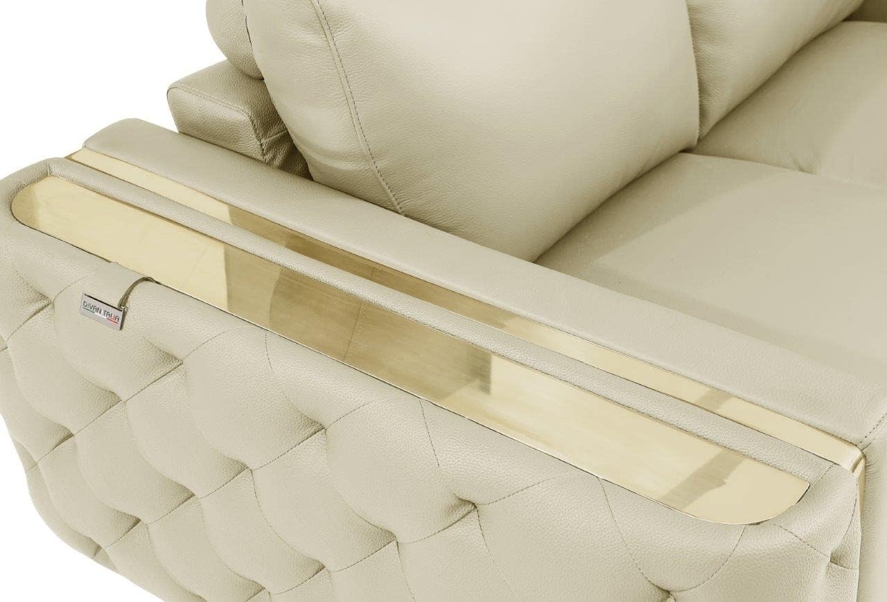 Blackjack Furniture Reggio Collection Full Grain Italian Leather Sofas for Living Room with Brazilian Wood Frame and Stainless Steel Legs, 3-Piece Set, Sofa, Loveseat, and Chair, Beige