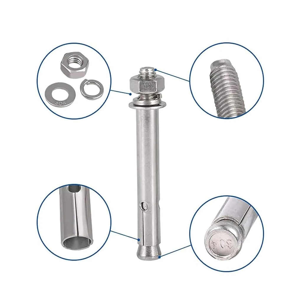Anchor Bolts,Expansion Bolt, 2-10PCS Stainless Steel Expansion Screws Hex Head Sleeve Anchor M6 M8 M10 Half-Tooth Concrete Anchors Bolts Hook Bolt(80mm,M10 5PCS)