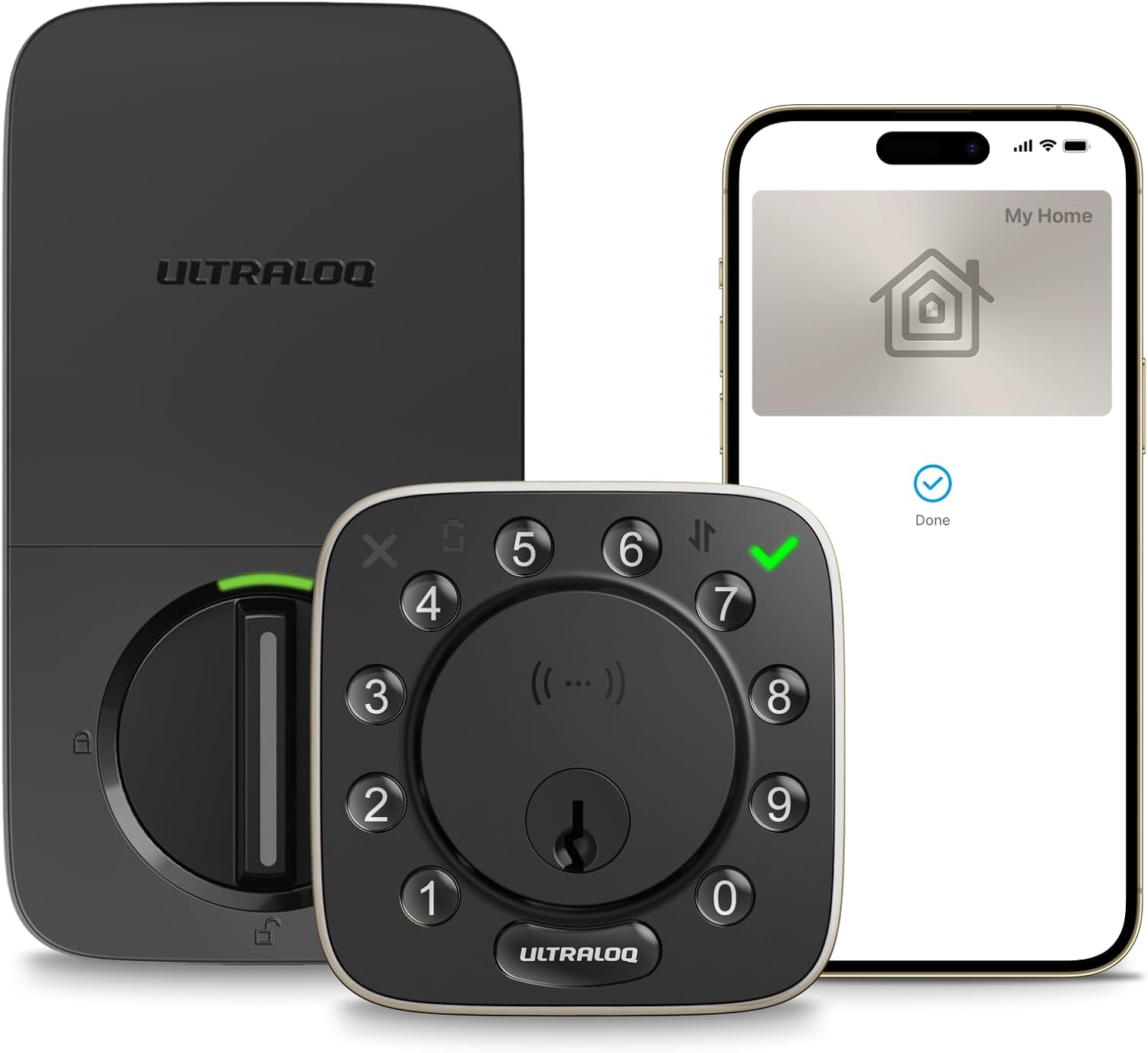 ULTRALOQ Bolt NFC Smart Lock, World's First Front Door Lock with Apple Home Key and Android NFC Tap to Unlock, Built-in WiFi Deadbolt, Remote Access, Auto Unlock, Works with Homekit, Alexa, Google