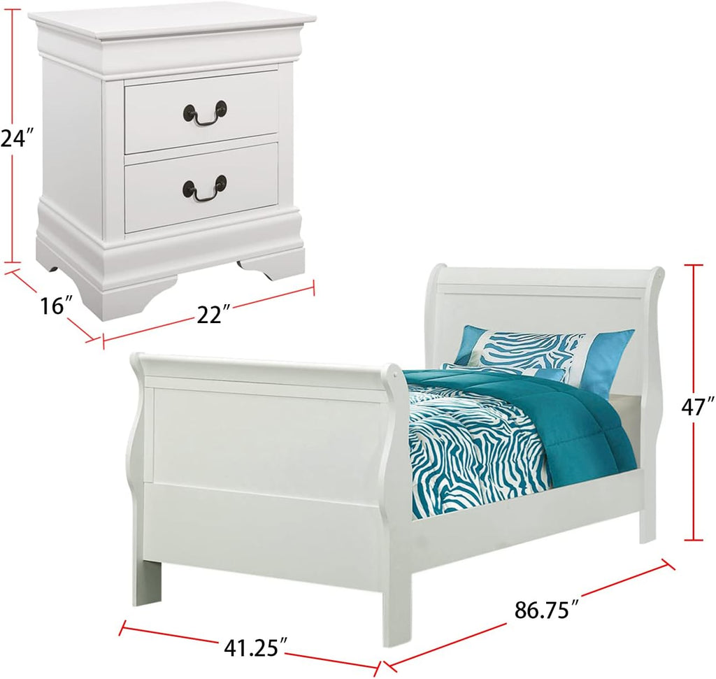 Coaster Louis Philippe Twin Bed 4-Piece Set, White