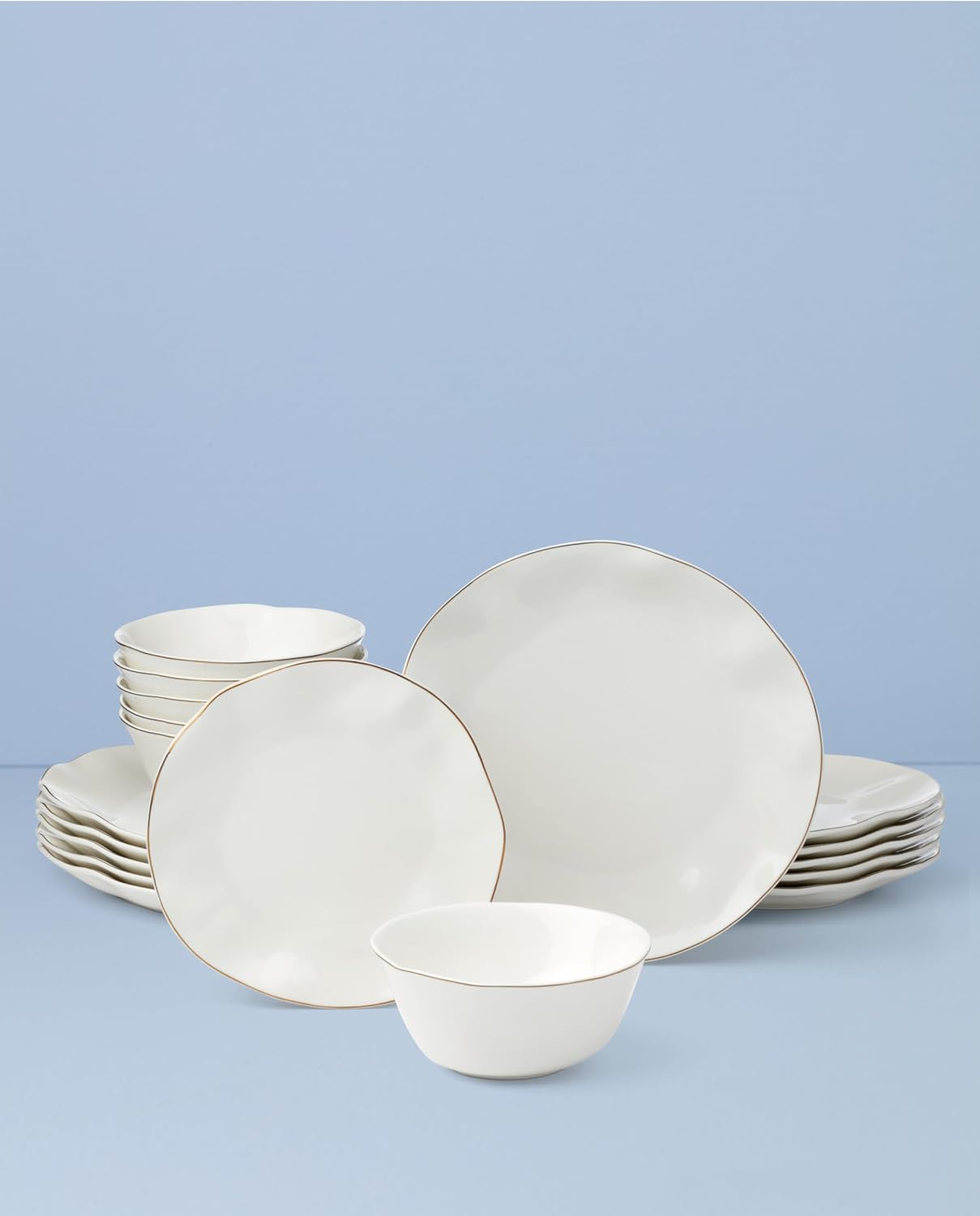 Lenox Dinnerware Sets, Blue Bay White 18-Piece Dinnerware Set, Service For 6, Porcelain Material, Dishwasher Safe, Microwave Safe, Bowls, Plates And Bowls, Dinner Dishes, Plates (White, 18 Piece)