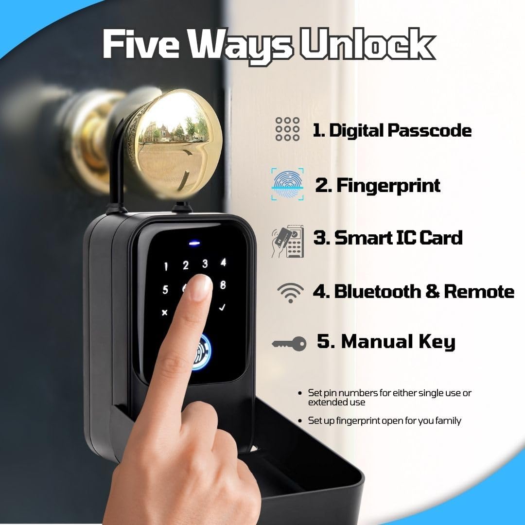 Matrix II Smart Key Lock Box by LINKSTYLE — Includes WiFi Hub (2.4GHz wi-fi only) for Remote Access, Waterproof, Wall mountable, 5-Unlock Modes, for Airbnb, Realtors, Hotels, Car Rentals