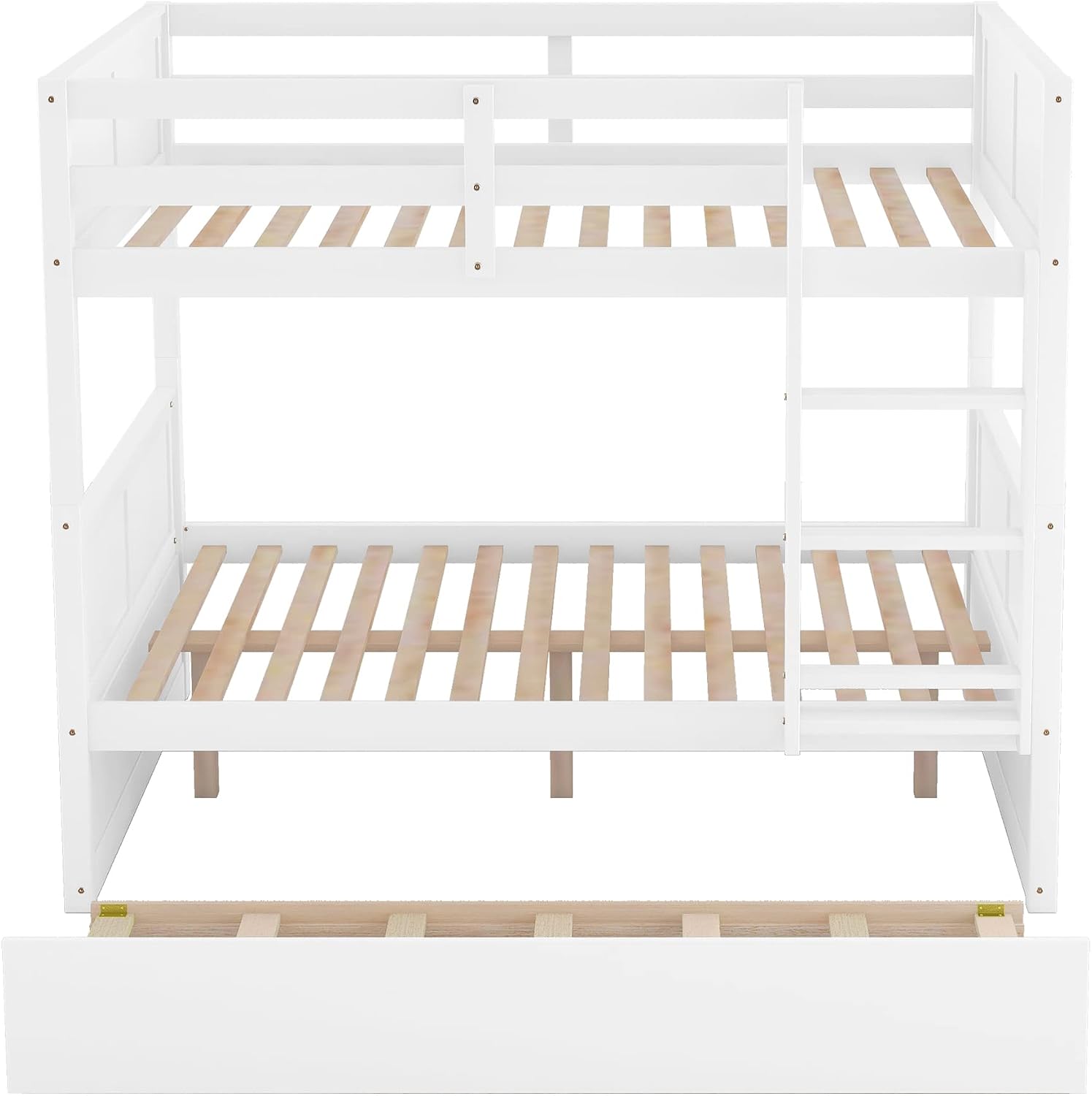 SOFTSEA Solid Wood Bunk Bed Full Over Full, Convertible to 2 Beds, Modern Bunk Bed with Headboard and Footboard, White