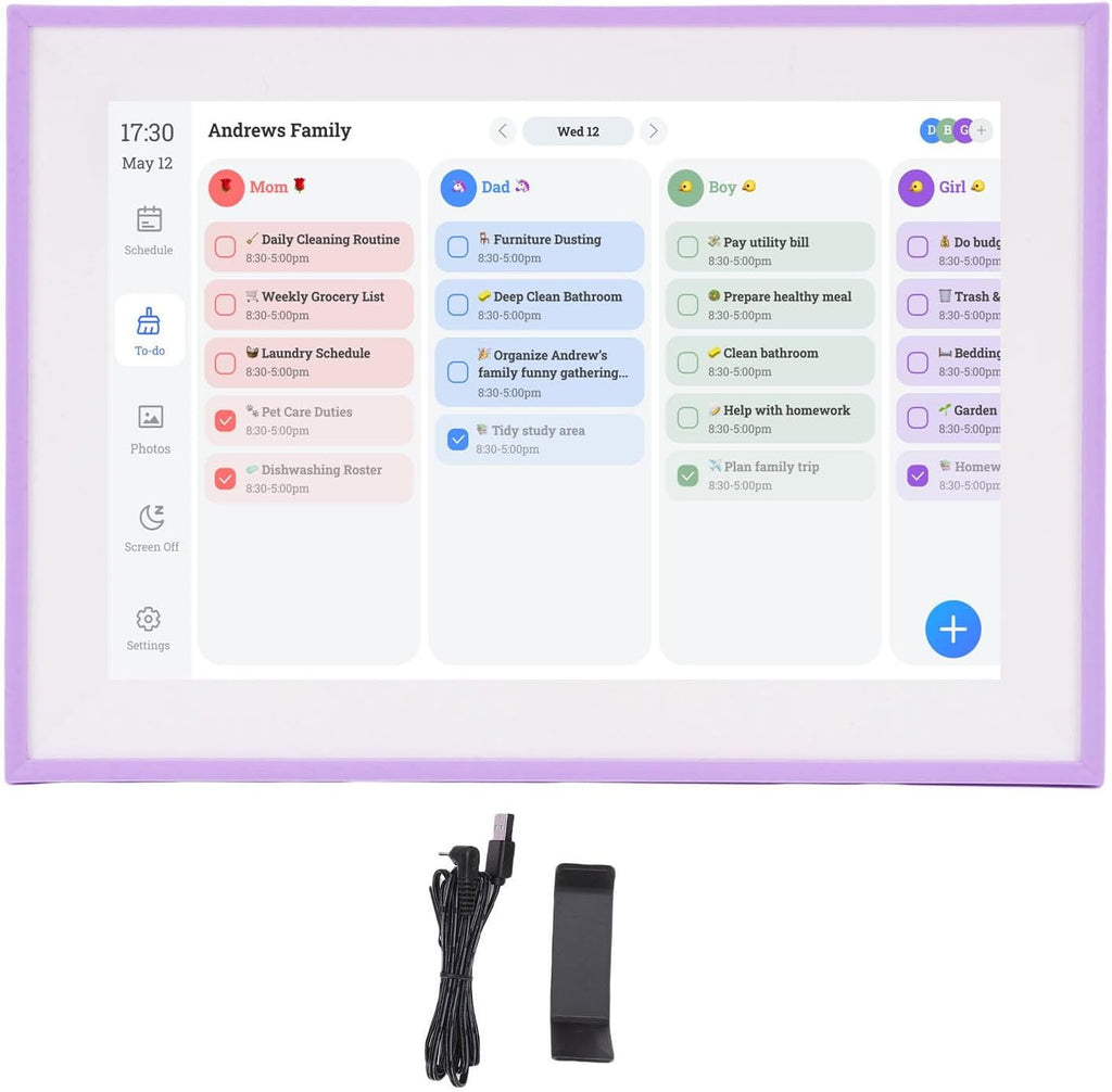 Focket Digital Calendar 10.1 Inch Smart Electronic Calendar with Chore Chart Meal Planner Wall Desk Mountable HD Touchscreen Family Schedule Organizer for Home Office