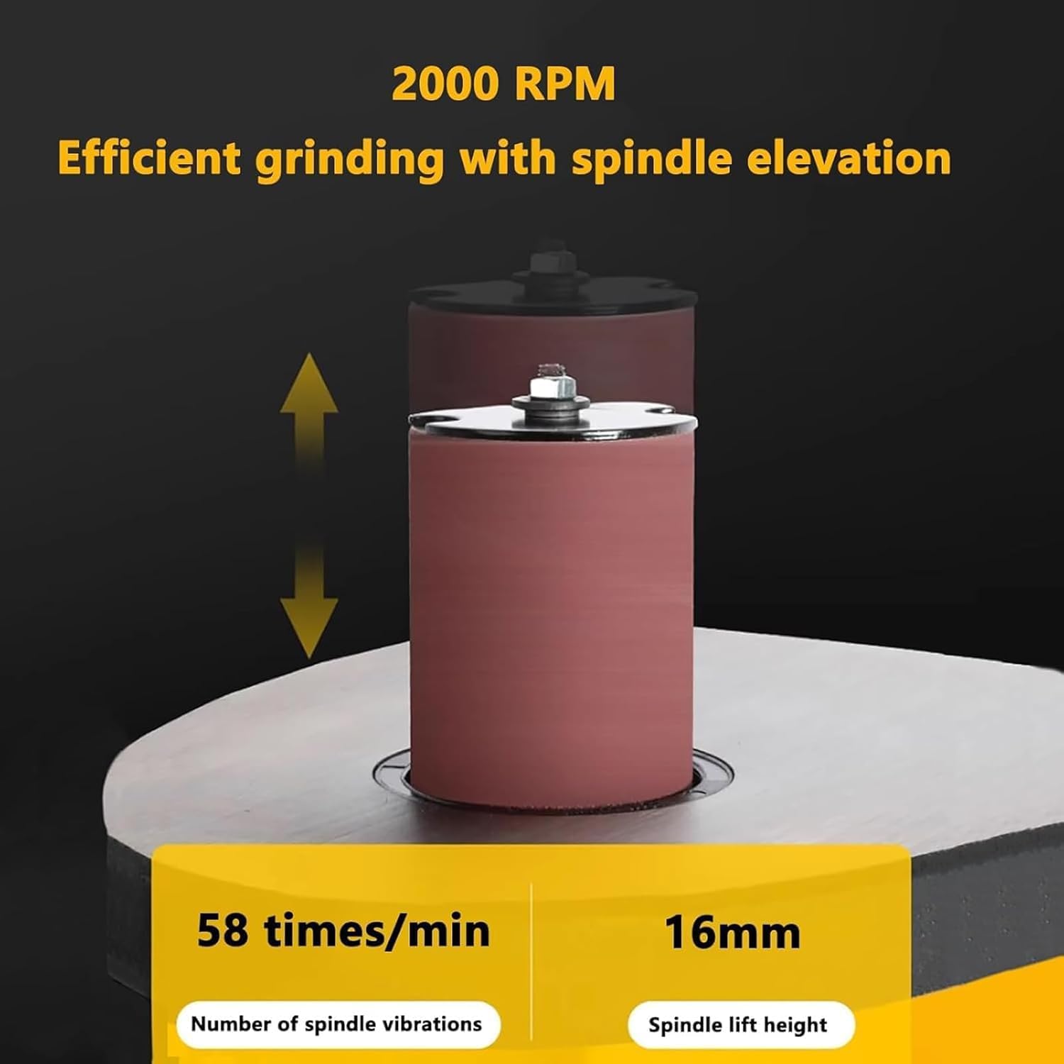 Oscillating Spindle Sander, Electric Drum Sander, 2000 RPM/MIN Maximum Speed, with cast Iron Table, 3 Sets of Sandpaper,for Woodworking Projects