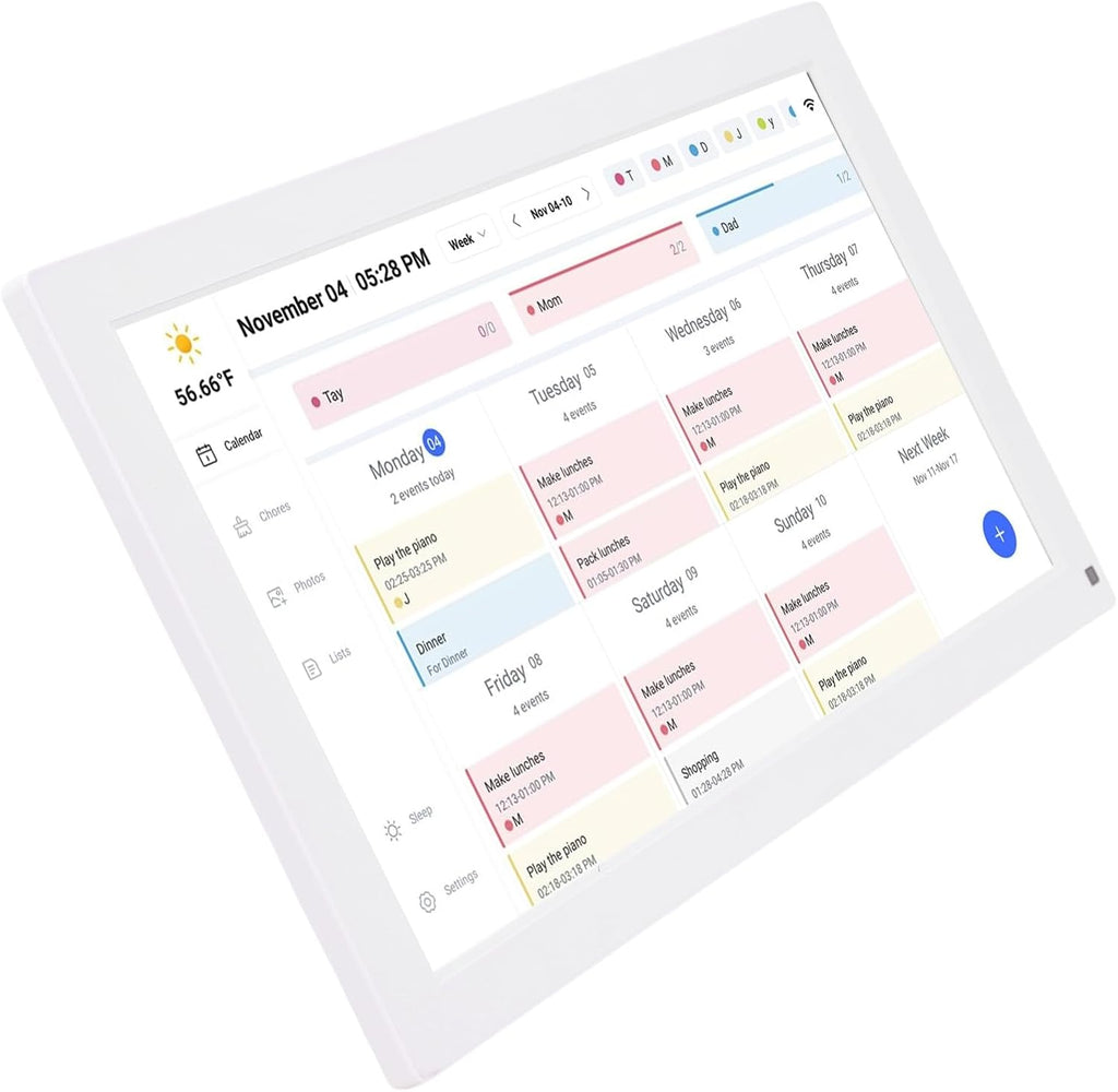 Tangxi 15.6 Inch Smart Digital Calendar, Electronic Chore Chart & WiFi Planner with Touchscreen, Weekly Monthly Family Organizer for Wall or Desk (US Plug)