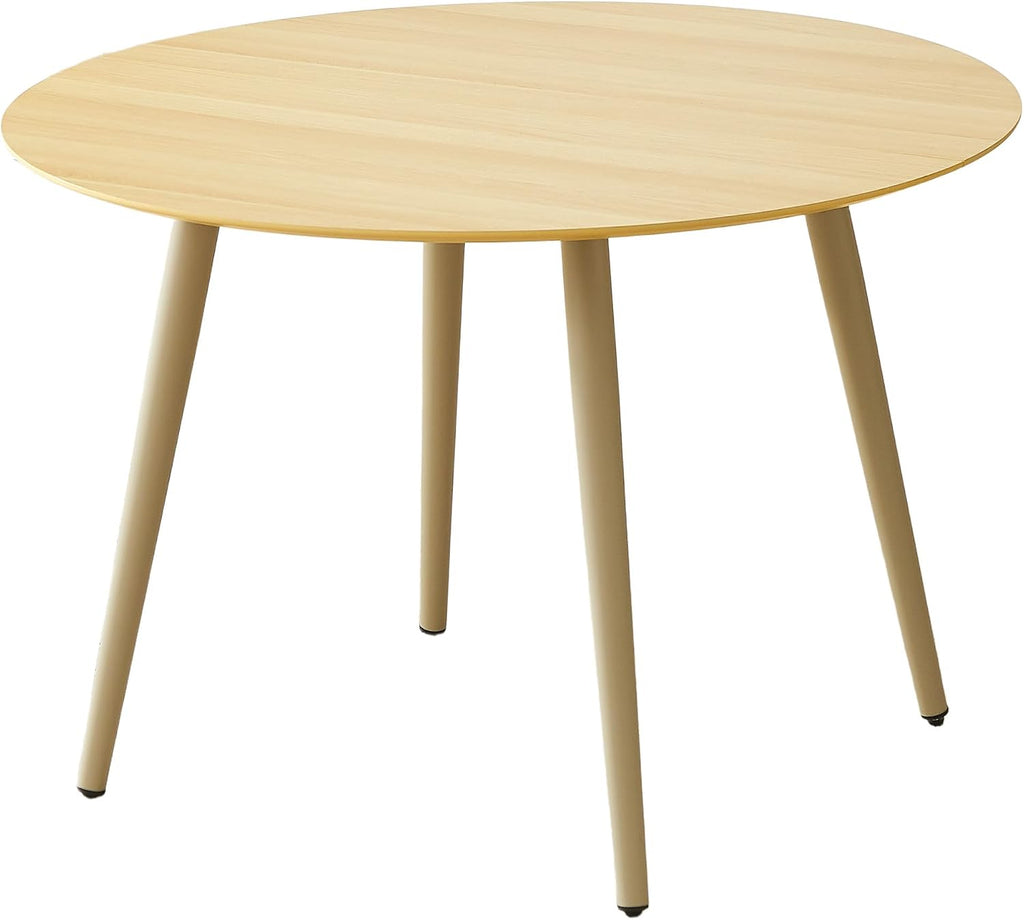 HIPIHOM 43.3 Inch Cream Round Dining Table for 4, Space-Saving Dinette Perfect for Kitchen Dining Living Room(Cream Table)