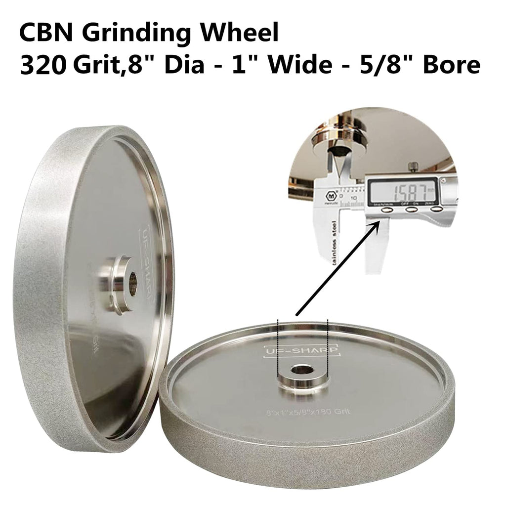 CBN Grinding Wheel 8 inch 320 Grit, 1' Wide, 5/8' Arbor, Suitable for All Kinds of 8-inch Bench Grinders (320 Grit)