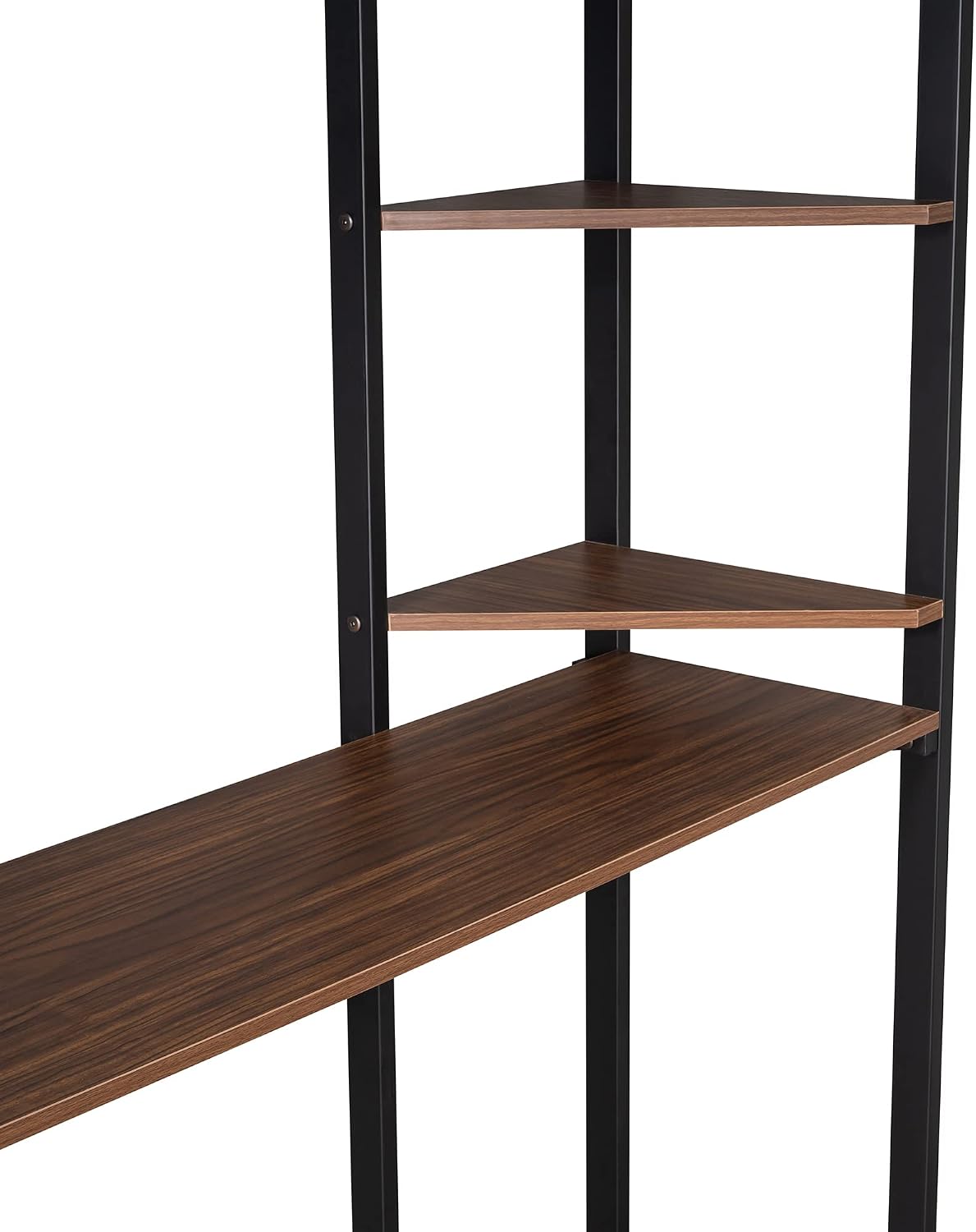 Full Size Loft Bed with 2 Shelves and Desk, Metal Structure Bed Frame with Build-in Ladders and Safety Guardrail for Dorm, Bedroom, Guest Room, No Box Spring Needed (Black-02, Full)