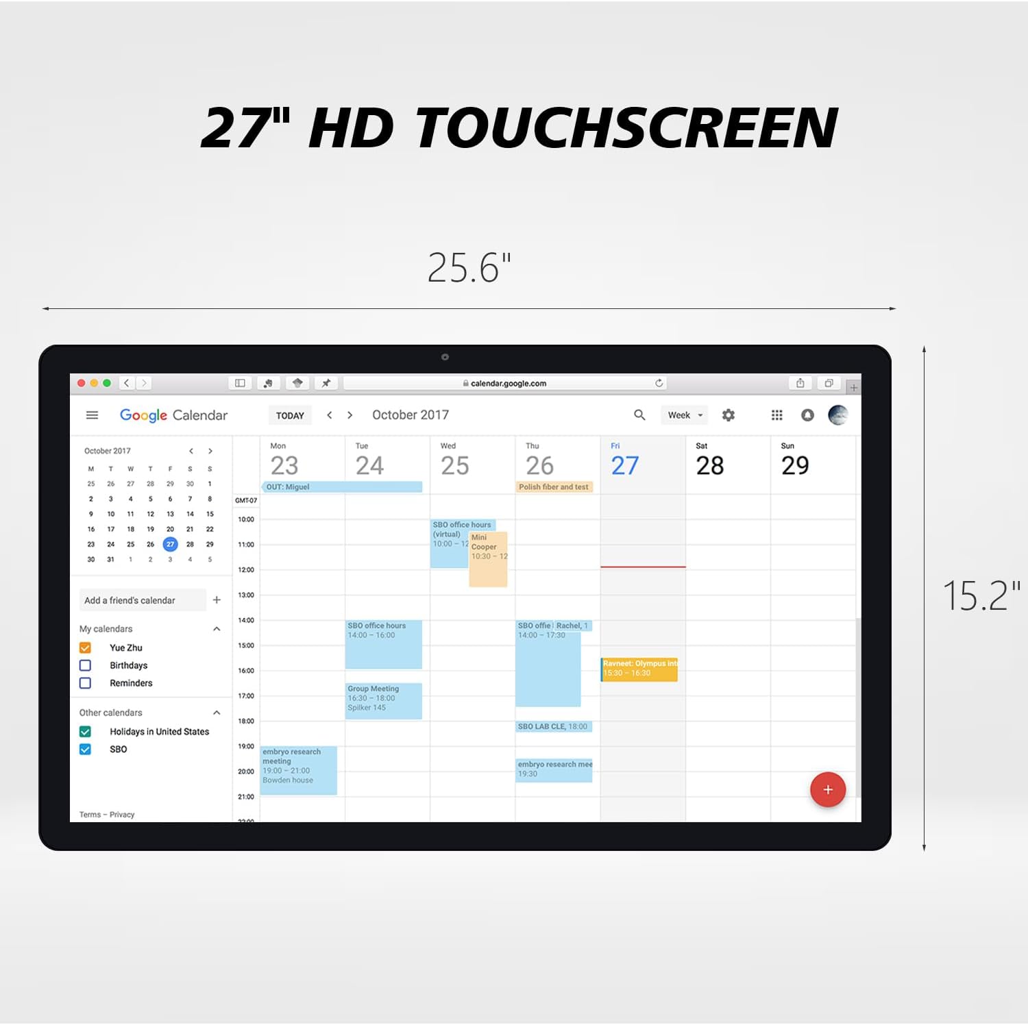 27 inches Touchscreen Digital Calendar & Wall Planners, Smart Whiteboard Calendar for Chore Chart & Work Schedule, Built in Speakers and Camera, Include Wall Mount & Desk Stand