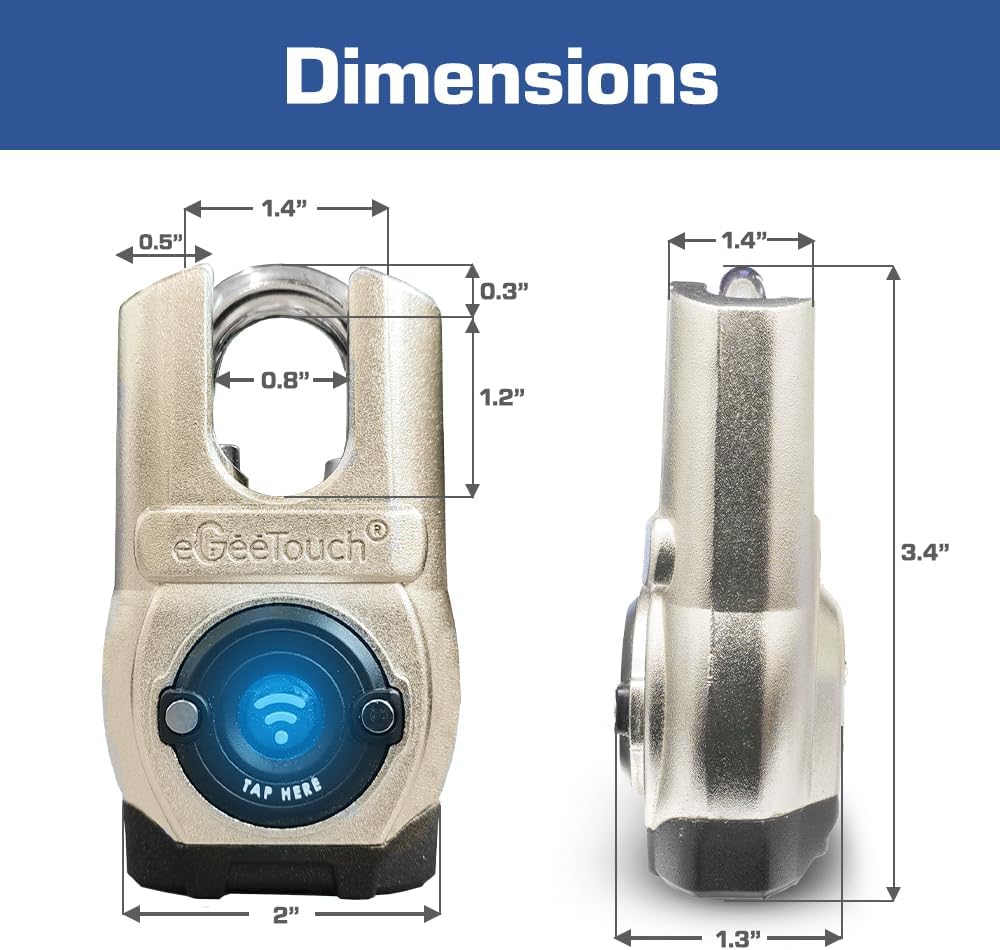 5th GEN Outdoor Smart Padlock – (Single, Anti-Cut Design) Keyless Bluetooth & NFC Lock, Heavy-Duty Weatherproof Security for Gates, Sheds, and Bikes - Smart App Control & Enhanced Protection