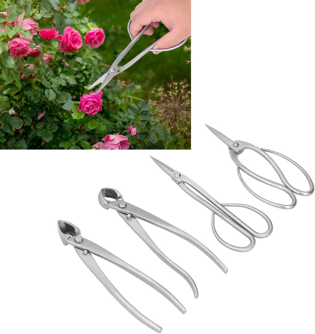 4 Piece Bonsai Tool Set, Stainless Steel Knob Shears, Trunk Splitter, Concave Shears, Gardening Tool Set, First Choice for Bonsai Enthusiasts (Nylon Protective Bag)