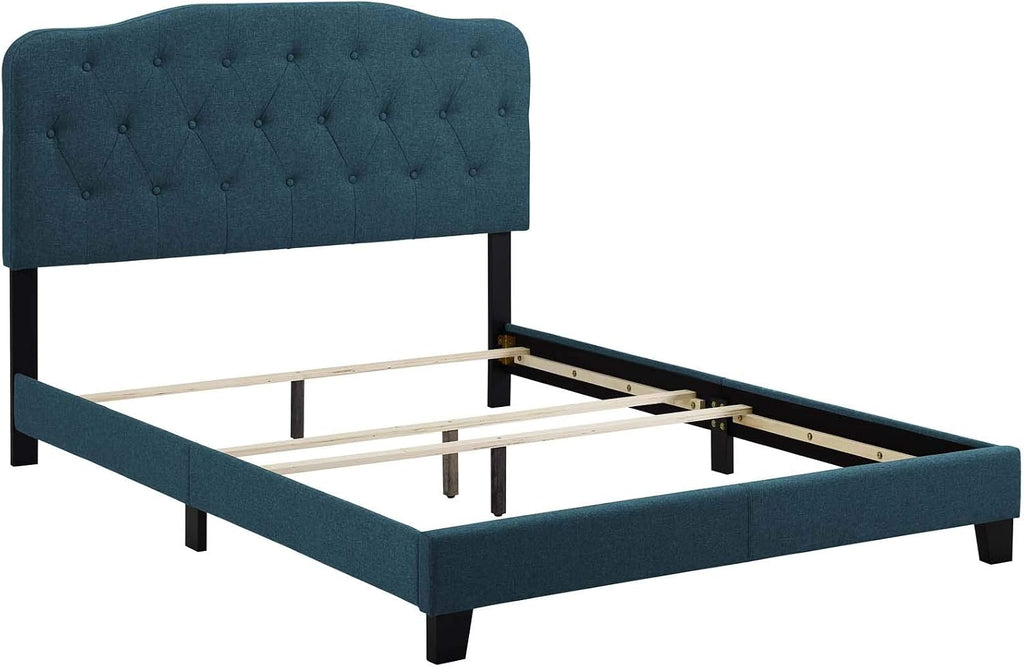 Modway Amelia Tufted Fabric Upholstered Full Platform Bed in Azure