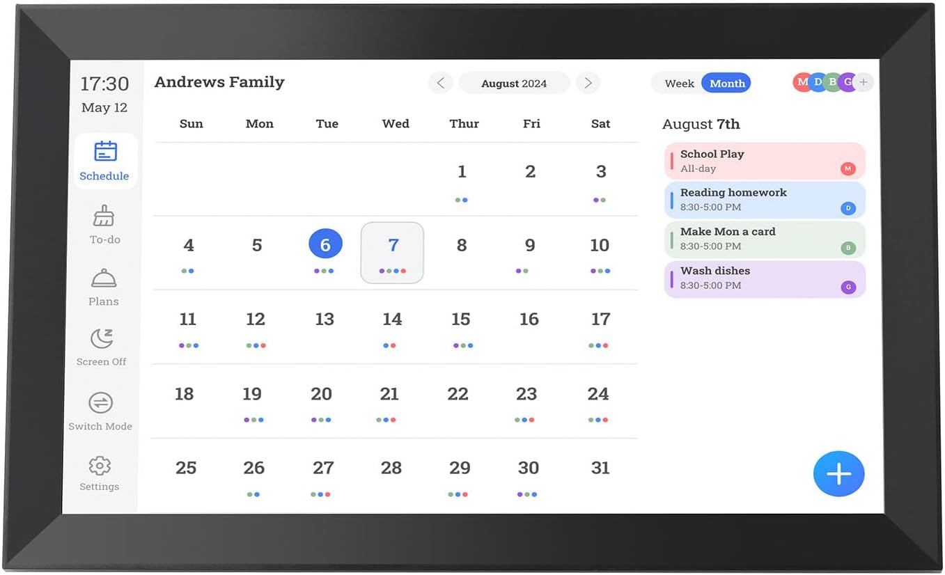 Smart Wall Calendar 15.6' Touch Screen | 1080P HD with WiFi Sync, Digital Family Planner & Photo Frame, Compatible with iCloud for Home & Office Organization (US Plug)