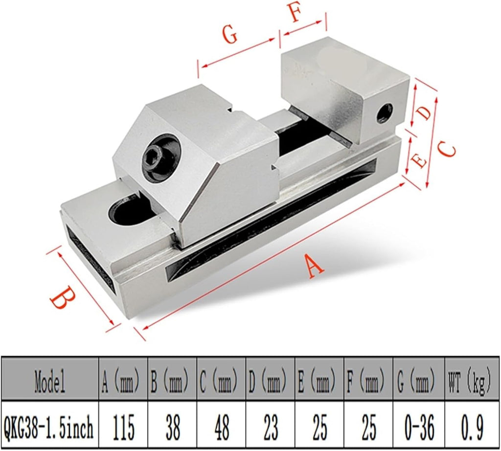 1.5 Inch 2.0 Inch Fast Moving Vise Machine Vise Premium Precision Grinding Vise, Hardened Surfaces(1.5 inch)