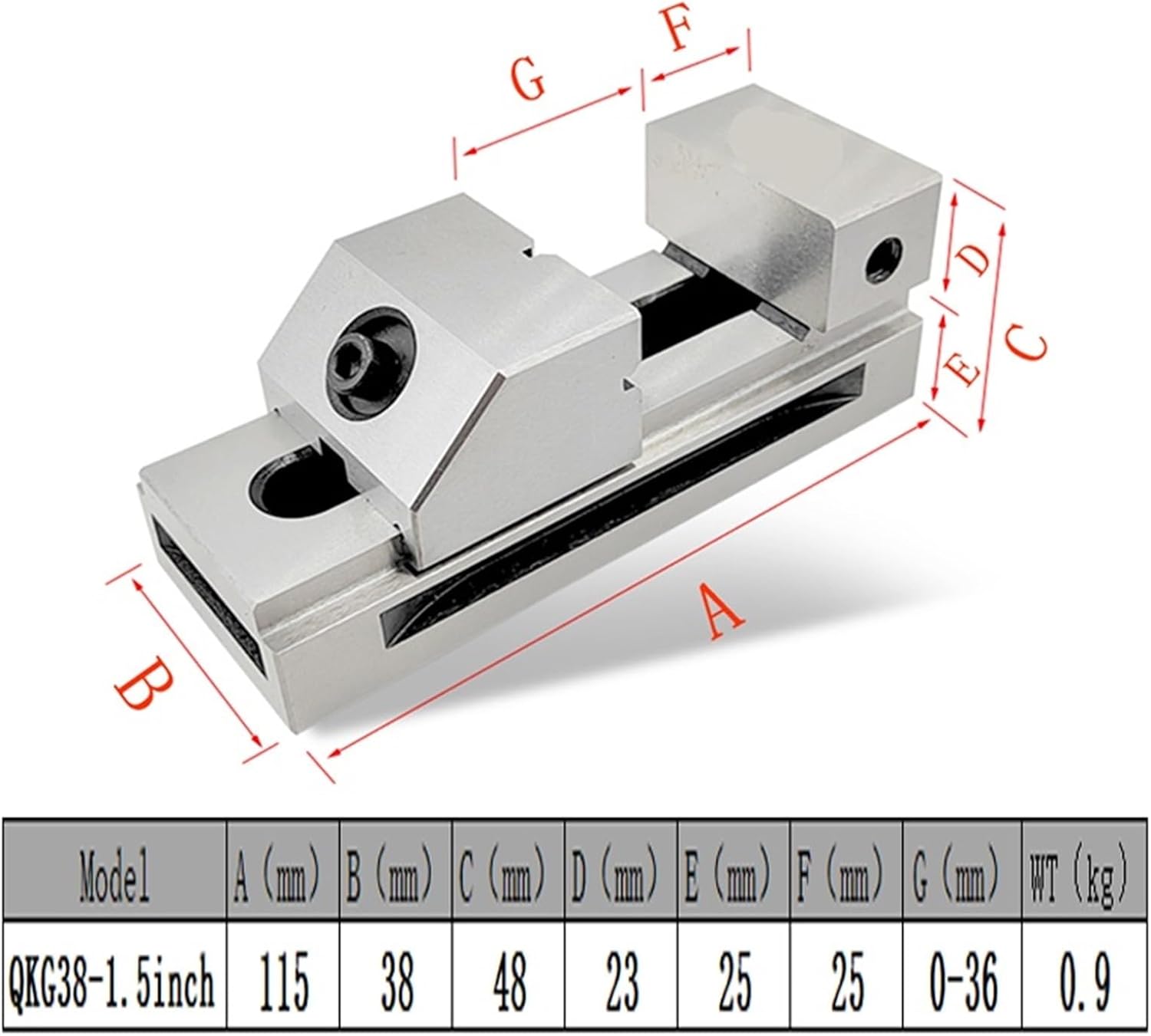 1.5 Inch 2.0 Inch Fast Moving Vise Machine Vise Premium Precision Grinding Vise, Hardened Surfaces(1.5 inch)