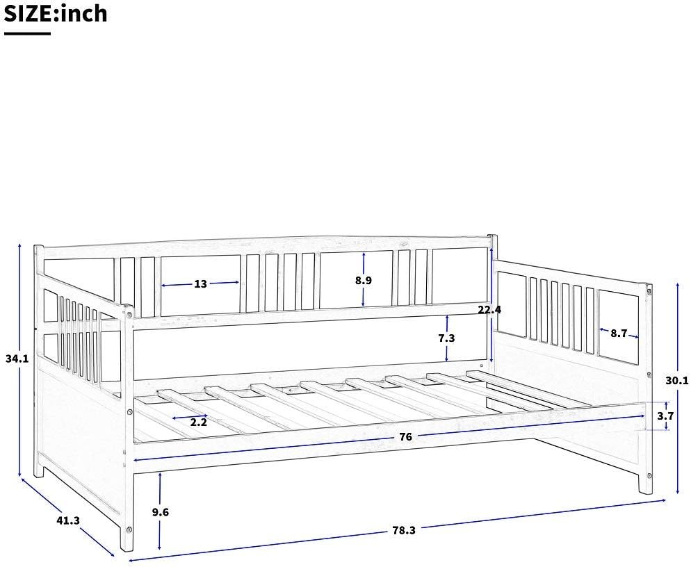 Harper & Bright Designs Twin Daybed Frame, Solid Wood Daybed Frame,No Box Spring Needed, White Daybed
