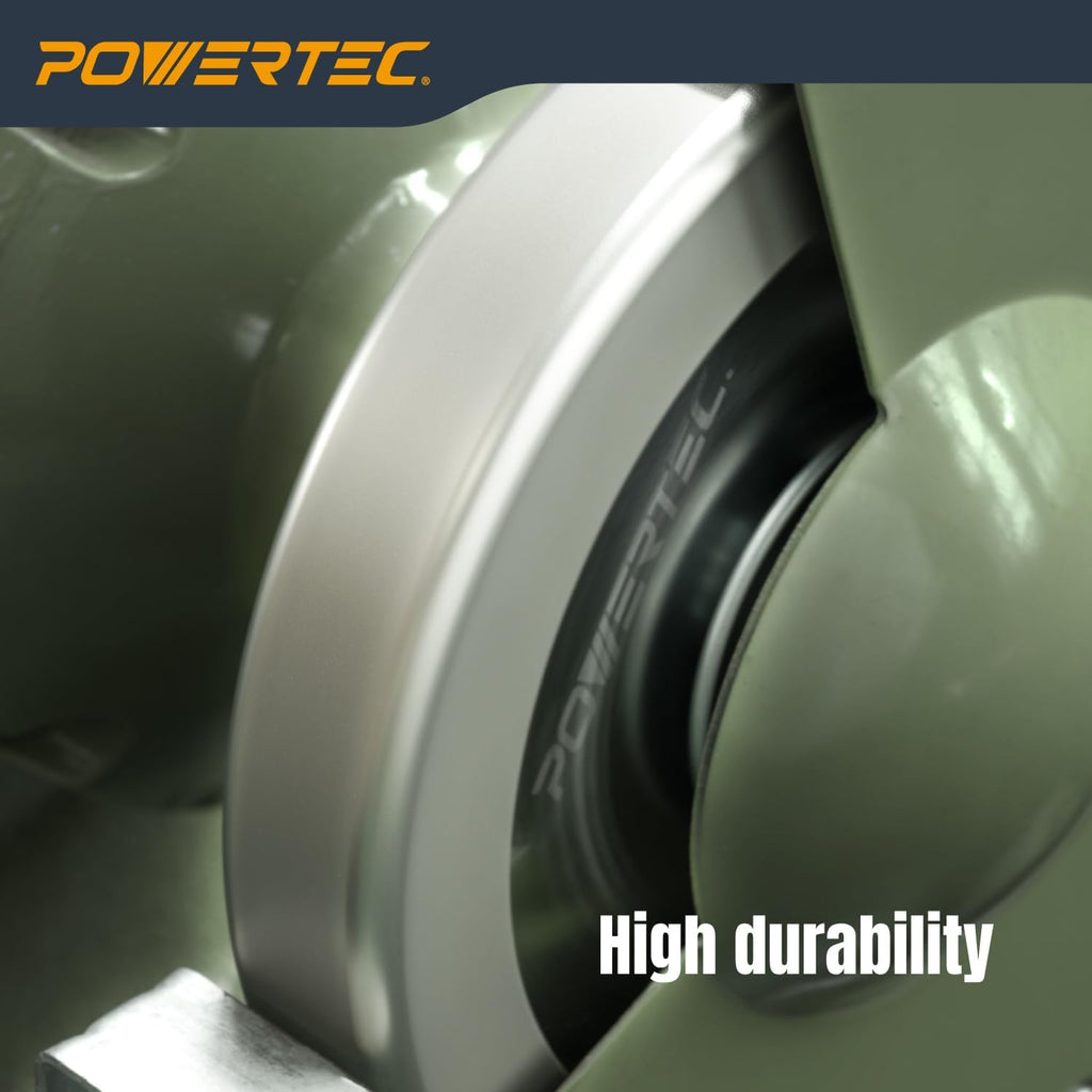 POWERTEC CBN Grinding Wheel 8 Inch 80 Grit, 1-1/2' Wide, 5/8' Arbor – 4-in-1 CBN Sharpening Wheel with 1/4' Radius Edge and Side Face for Bench Grinder (15707)