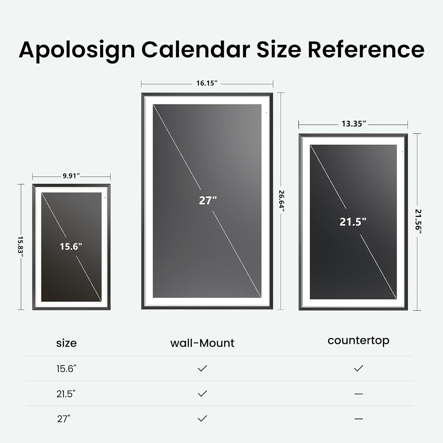 Apolosign 21.5-inch Digital Calendar & Smart Family Wall Planner, No Subscription, Calendar & Dashboard Dual-Mode System, Shared Touchscreen Display with Calendar Sync, Chore Charts & Family Scheduling Hub (Black)
