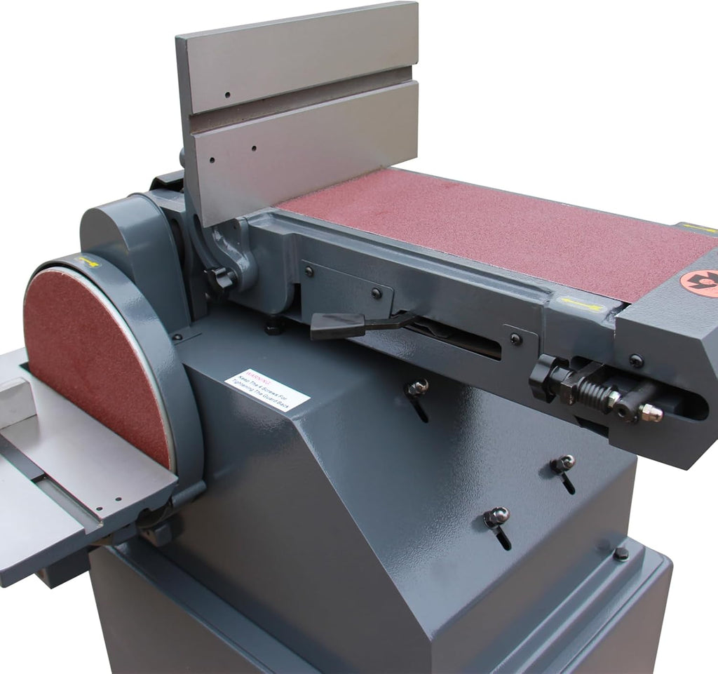 Belt and Disc Sander, 6x48 Belt, 10in Disc, KAKA INDUSTRIAL BTM-250 | Tilting tables for angled sanding