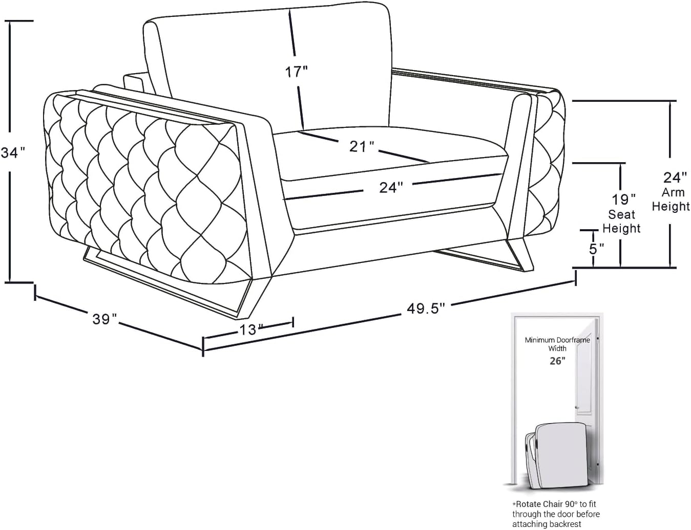 Blackjack Furniture Reggio Collection Full Grain Italian Leather Sofas for Living Room with Brazilian Wood Frame and Stainless Steel Legs, 3-Piece Set, Sofa, Loveseat, and Chair, White