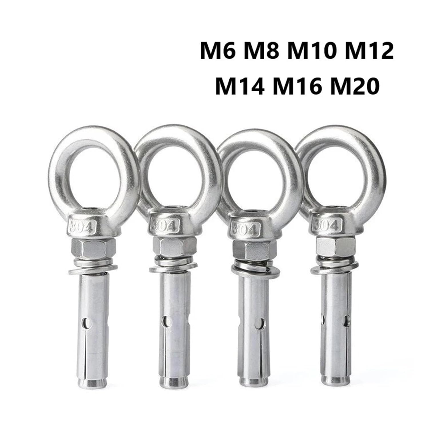Anchor Bolts,Expansion Bolt, M6 M16 Sleeve Anchor Concrete Expansion Eye Bolt 304Stainless Steel Installation Artifact Hook Universal Ring Screws(M6x80mm 4pcs)