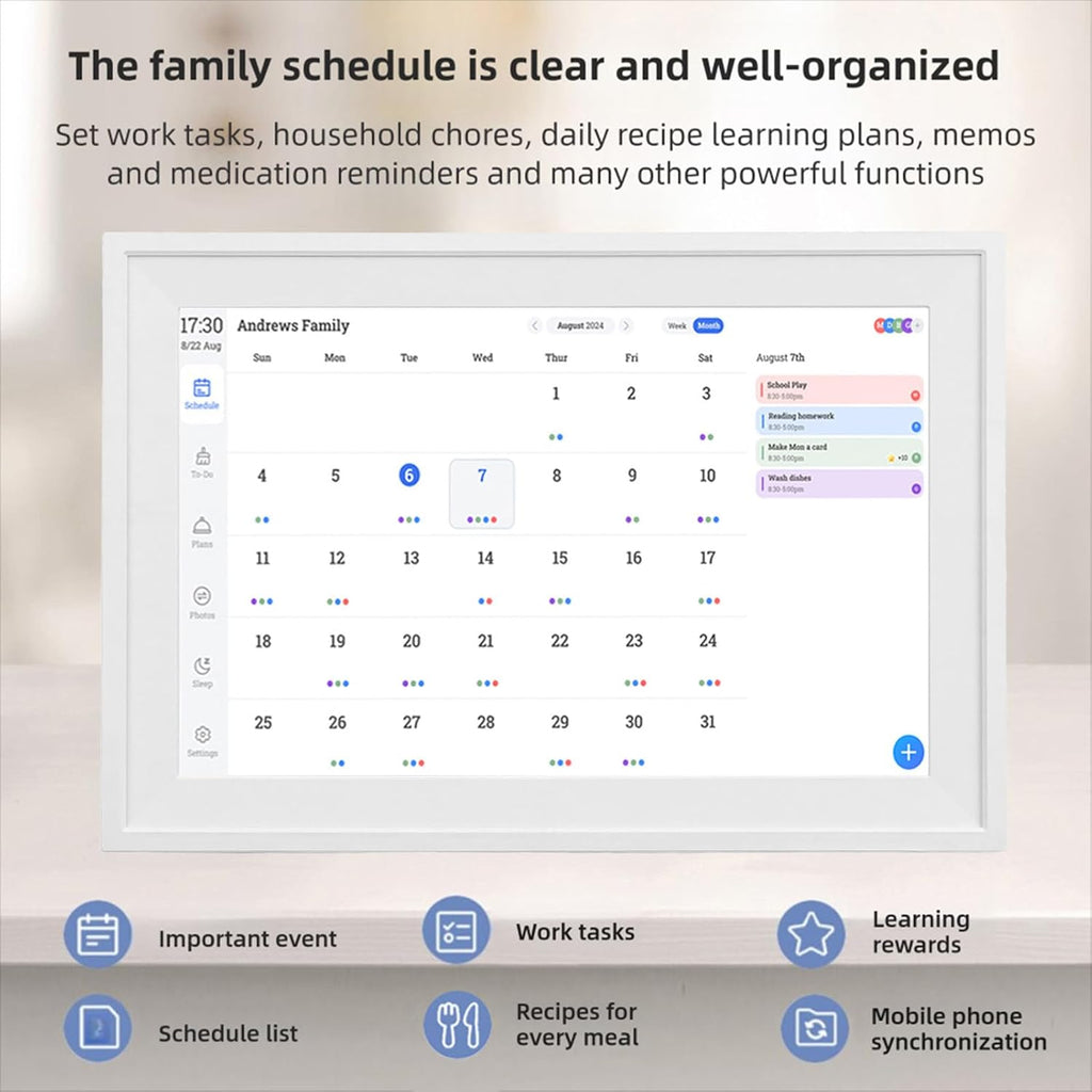 Fabater Smart Digital Calendar 10.1 Inch, Electronic Wall Calendars & Chore Chart, HD Touchscreen WiFi Digital Picture Frame Family Planner with APP for Family Schedules Planner (US Plug)