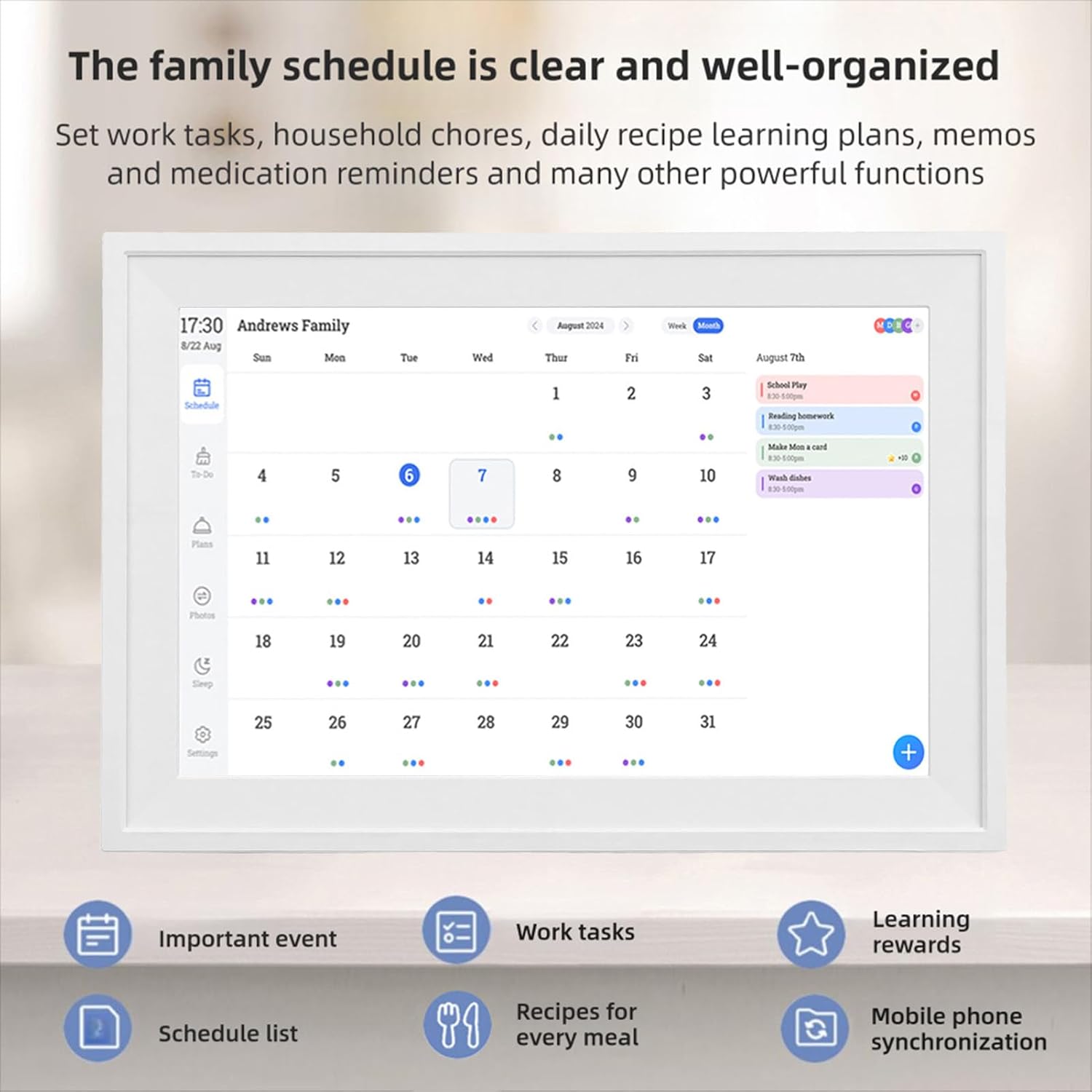 Smart Digital Calendar, 10.1 Inch HD Touchscreen WiFi Dual Band 5G Digital Picture Frame Interactive Family Calendar Planner with APP for Home Great for Schedules Planner (US Plug)