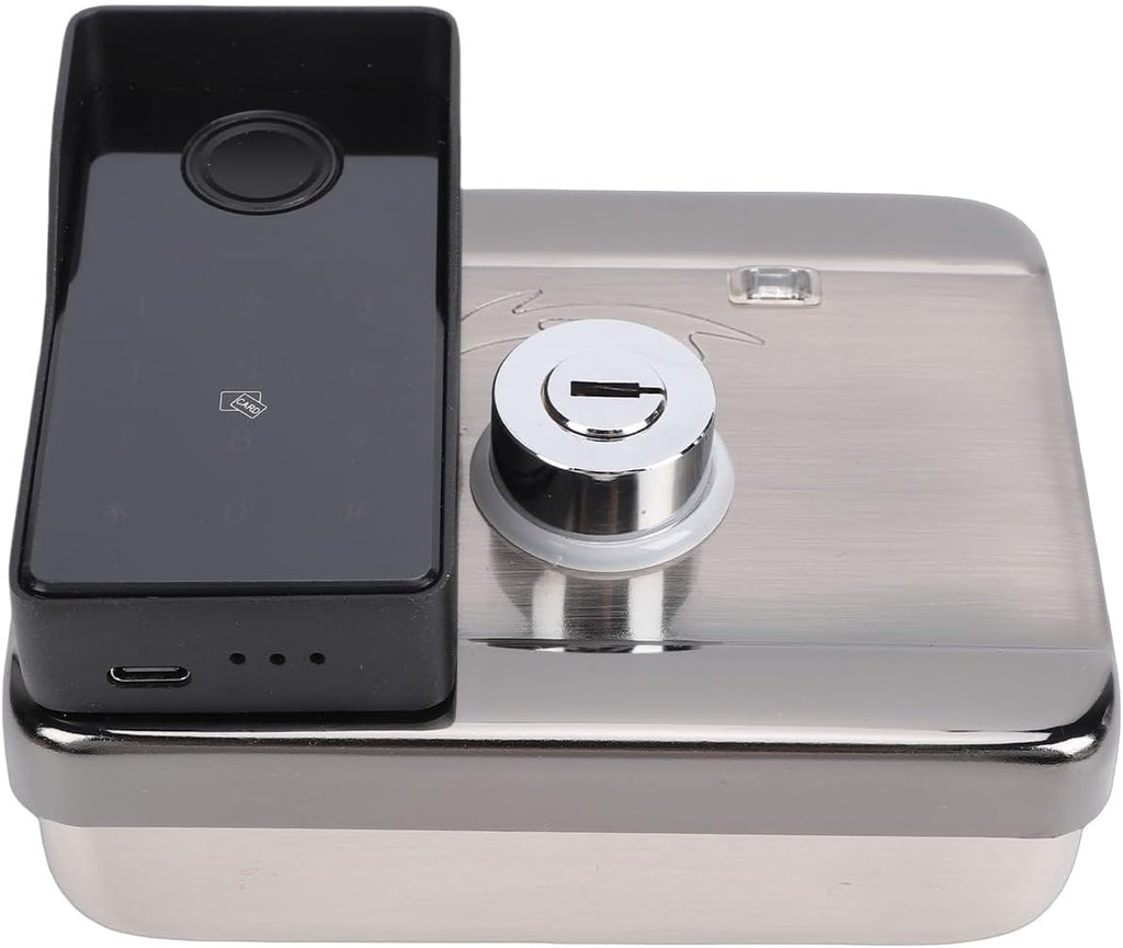 Luocute Smart Gate Lock, Double Sided Keypad Door Lock, 5 Unlock Methods Keyless Entry Fingerprint Door Locking, Electronic Deadbolt Set, Waterproofing for Garden Garage Yard