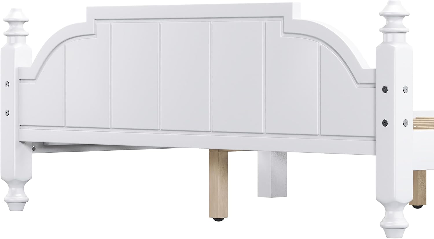 JIVOIT Vintage Wooden Bed Frame, Full Size Platform Bed with Wide Headboard, Wood Slats Support, No Spring Box Needed, Easy Assembly (White-Full,2)