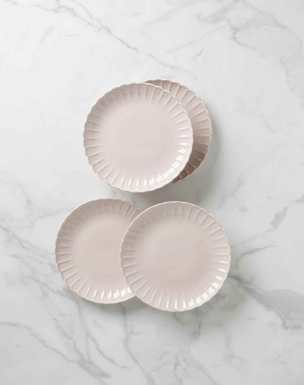 Lenox Dinnerware Set, French Perle Scallop Blush 12-Piece Set, Service For 4, Stoneware, Dishwasher Safe, Microwave Safe, Plates and Bowls sets, Dish Set, Plate Set, Home And Kitchen (Pink, 12 Piece)