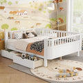 JIJIWANG Full Size Floor Bed with Storage, Montessori Floor Bed with Slats, Detachable Slats for Kids Bedroom, Girls & Boys, No Box Spring Needed, White