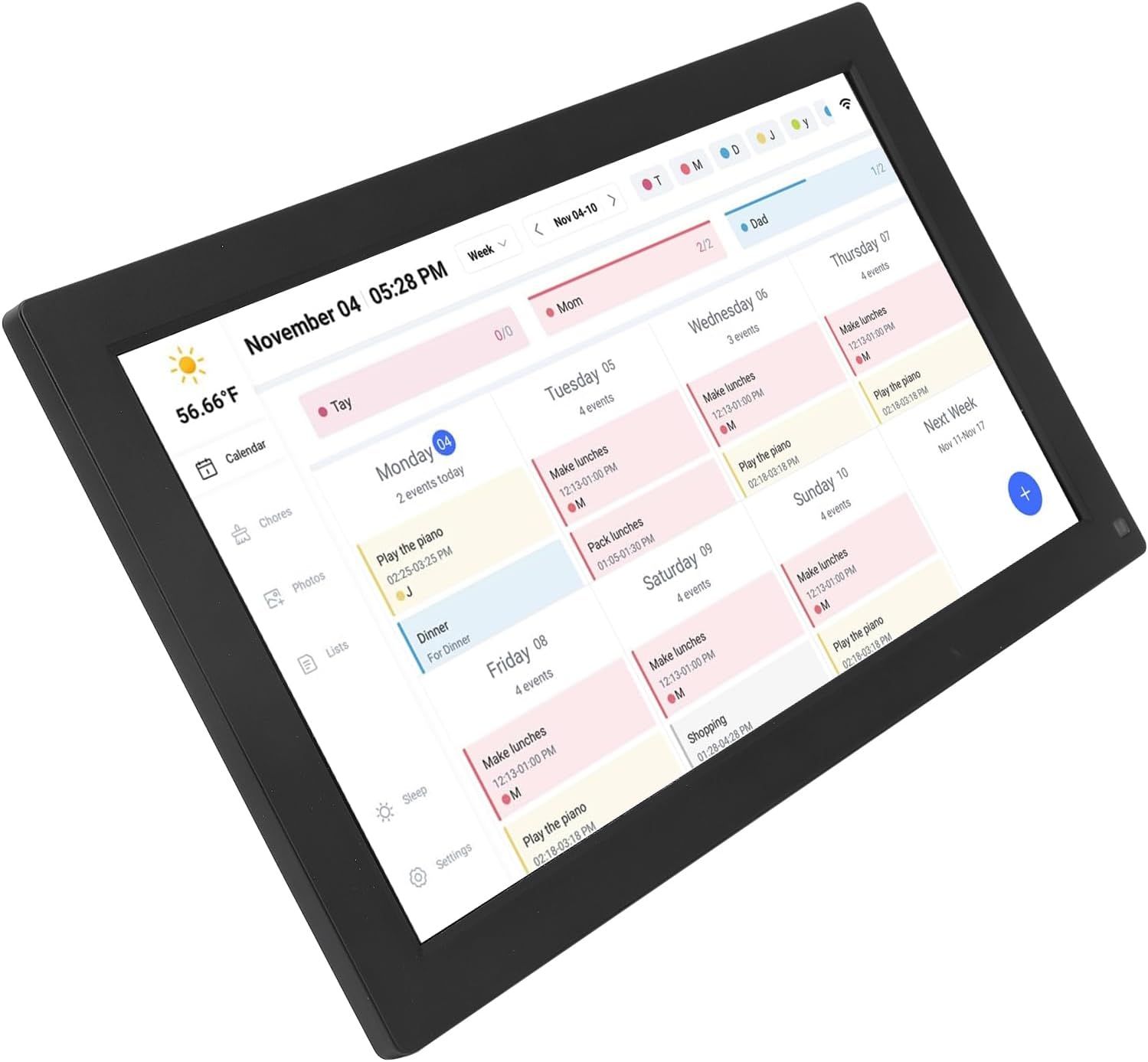 Tangxi 15.6 Inch Smart Digital Calendar, Electronic Chore Chart & WiFi Planner with Touchscreen, Weekly Monthly Family Organizer for Wall or Desk (US Plug)