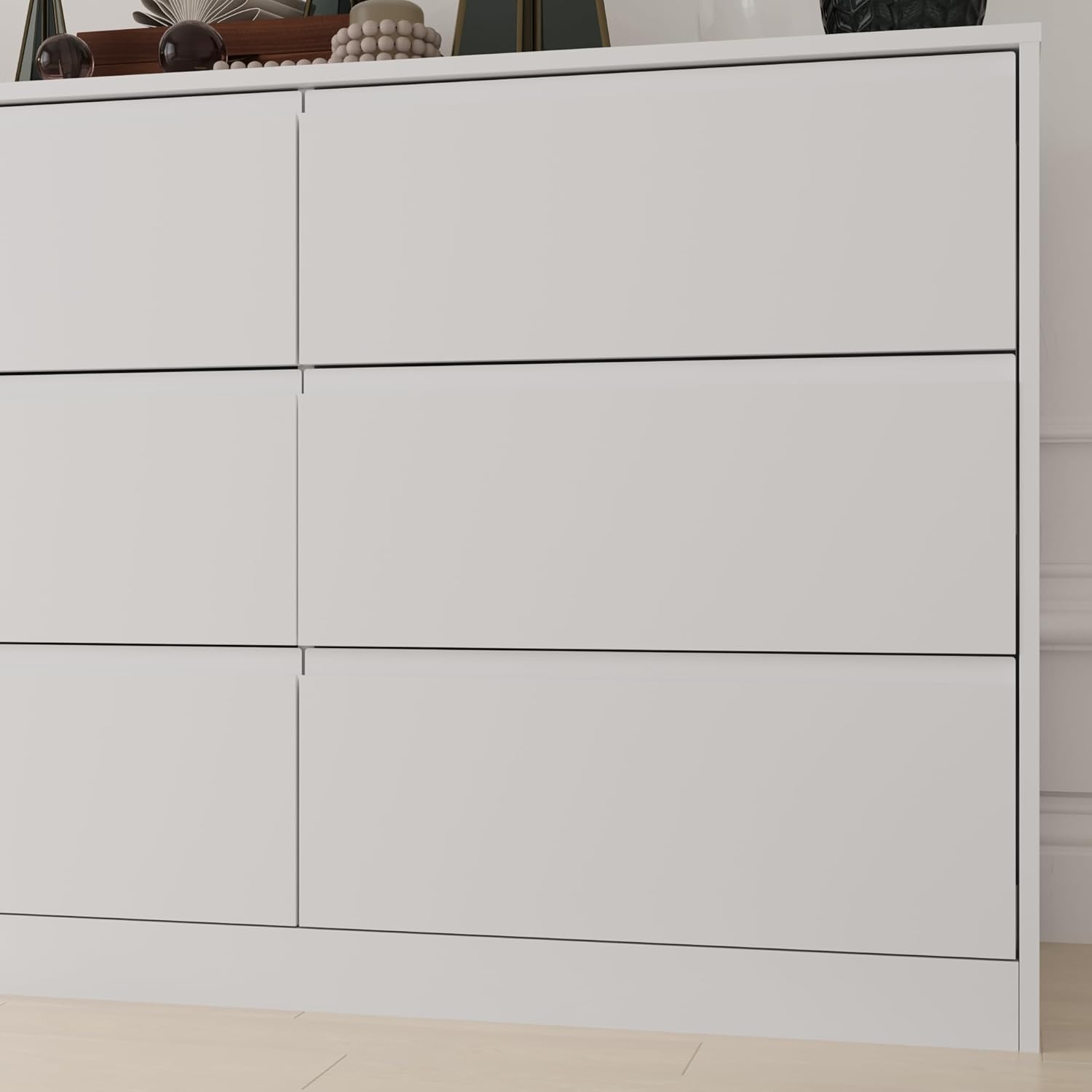 Bobve 70.9' Dresser for Bedroom with 9 Drawers, Large Modern Chest of Drawers with Deep Drawers, Wide Double Dresser Handle Free, Storage Organizer for Bedroom, Living Room, Hallway (White)