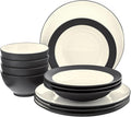 Noritake Colorwave Graphite 12-Piece Coupe Dinnerware Set, Service for 4