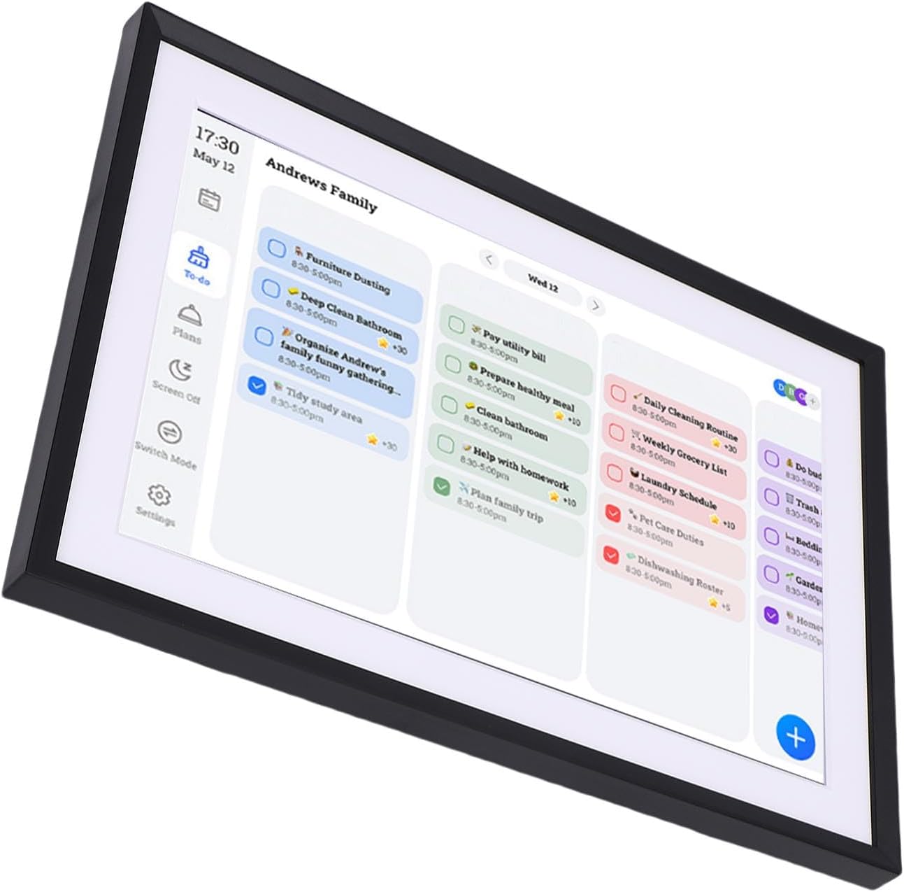 Estink 10.1 Inch Smart Digital Calendar Frame Electronic Calendar Touchscreen Wall Mounted Digital Photo Frame for Family Planning Meal Organization HD Display App Control (US Plug)