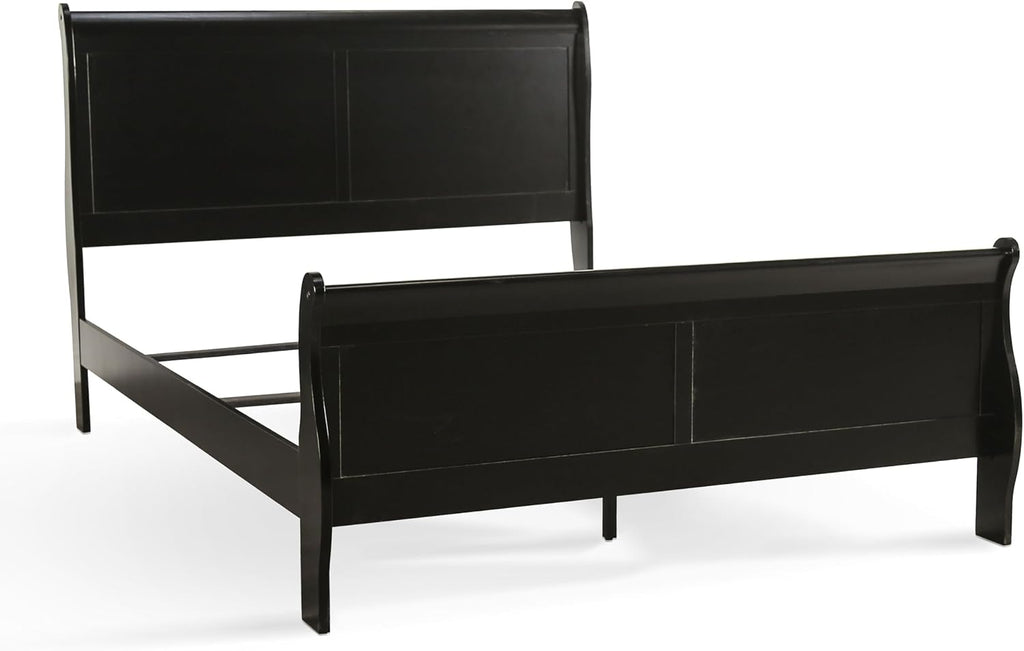 Furniture of America Arabella Traditional Wood Full Bed Frame with Headboard and Footboard, Elegant Sleigh Design Bedframe for Bedroom, Guest Room, Easy Assembly, Box Spring Required, Black