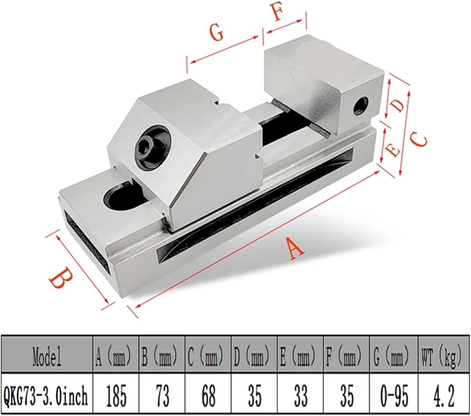 3.0 Inch Fast Moving Vise Machine Vise, Premium Precision Grinding Vise, Hardened Surfaces