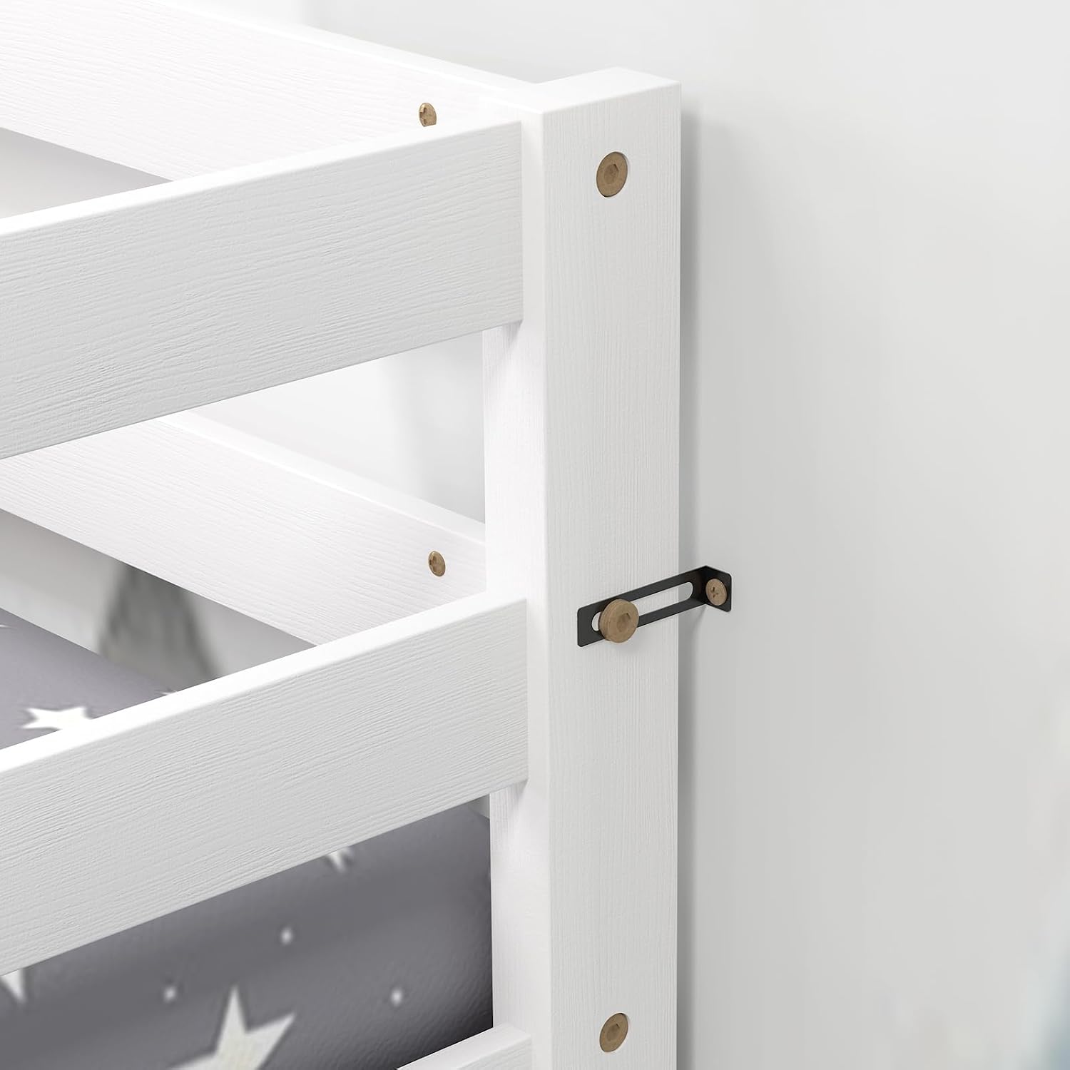 Giantex Bunk Bed Twin Over Twin White, Solid Wood Bunk Bed with Sturdy Ladder & 12 Inch Safety Guard Rails, Twin Size Wood Bed Frame for Dormitory, No Box Spring Needed, Bunk Beds for Kids Teens