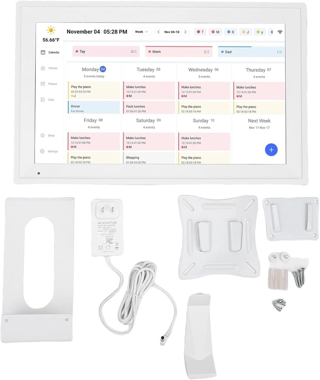 LICAEVEY Smart Digital Calendar, 15.6 Inch Touch Screen, WiFi Enabled, 64GB Storage, Family Planner Chore Chart Task Manager for Wall Mount and Desktop Use (US Plug)