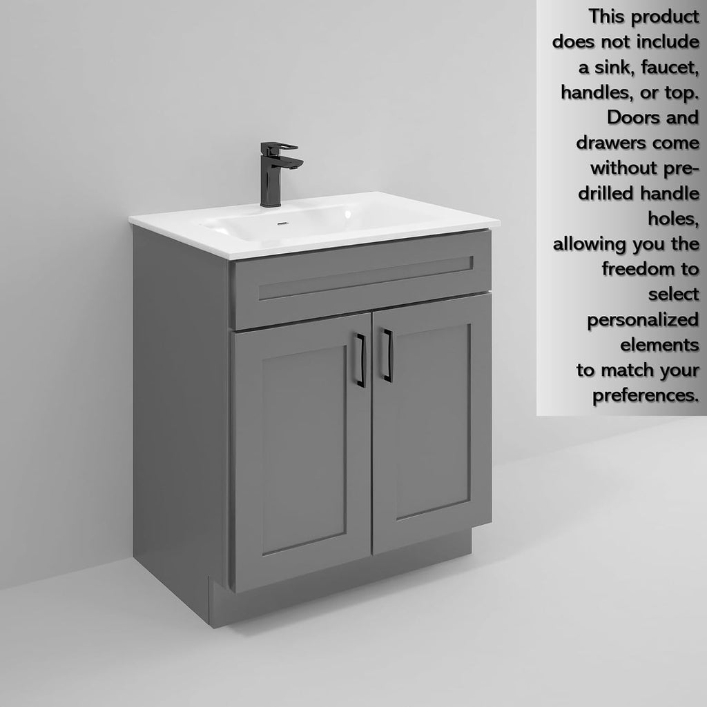 Bathroom Vanity Sink Base Ready-to-Assemble Bathroom Cabinet 24'/30'/36' Width (Vanity Base in Grey Shaker, 30 inch)