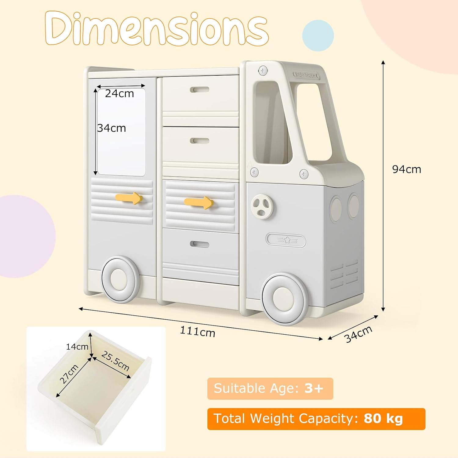 Costzon Kids Toy Storage Organizer, Toy Shelf w/ 4 Pull-Out Drawers, Enclosed Cabinets & Drawing Board, Car-Shaped Kids Bookshelf for Playroom, Toddler Room, Classroom & Nursery