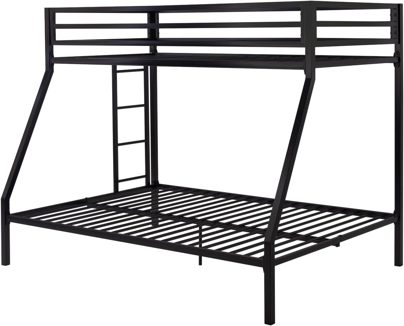 SHA CERLIN Loft Bunk Bed Twin Over Full Size with Ladder and Guardrail,Heavy Duty Metal Slats Support No Box Spring Needed Small Space Saving Furniture for Bedroom Dorm,Black