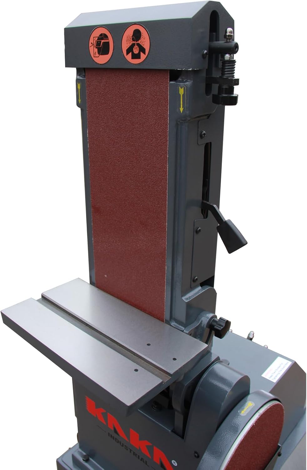Belt and Disc Sander, 6x48 Belt, 10in Disc, KAKA INDUSTRIAL BTM-250 | Tilting tables for angled sanding