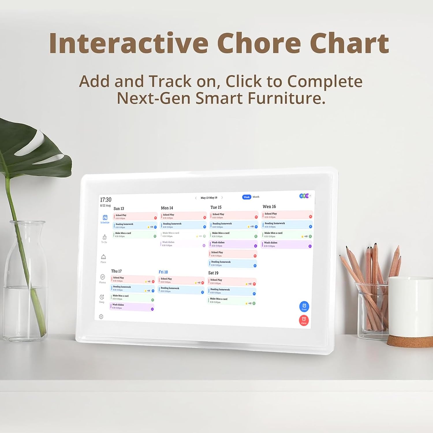 Sorandy 15.6 Inch Smart Digital Calendar, 32G 1920 X 1080 HD Touchscreen Interactive Display 2025 Electronic Family Planner with Meal Plan Chore Chart Electronic Photo Frame